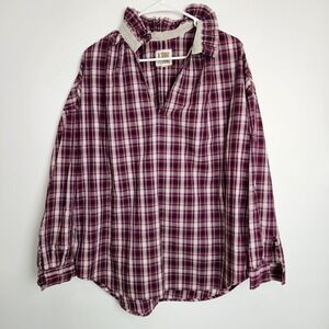 A Shirt Thing Penelope Top Womens Size L Popover Ruffle Collar Long Sleeve Plaid